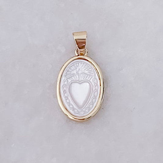 White Sacred Heart Charm