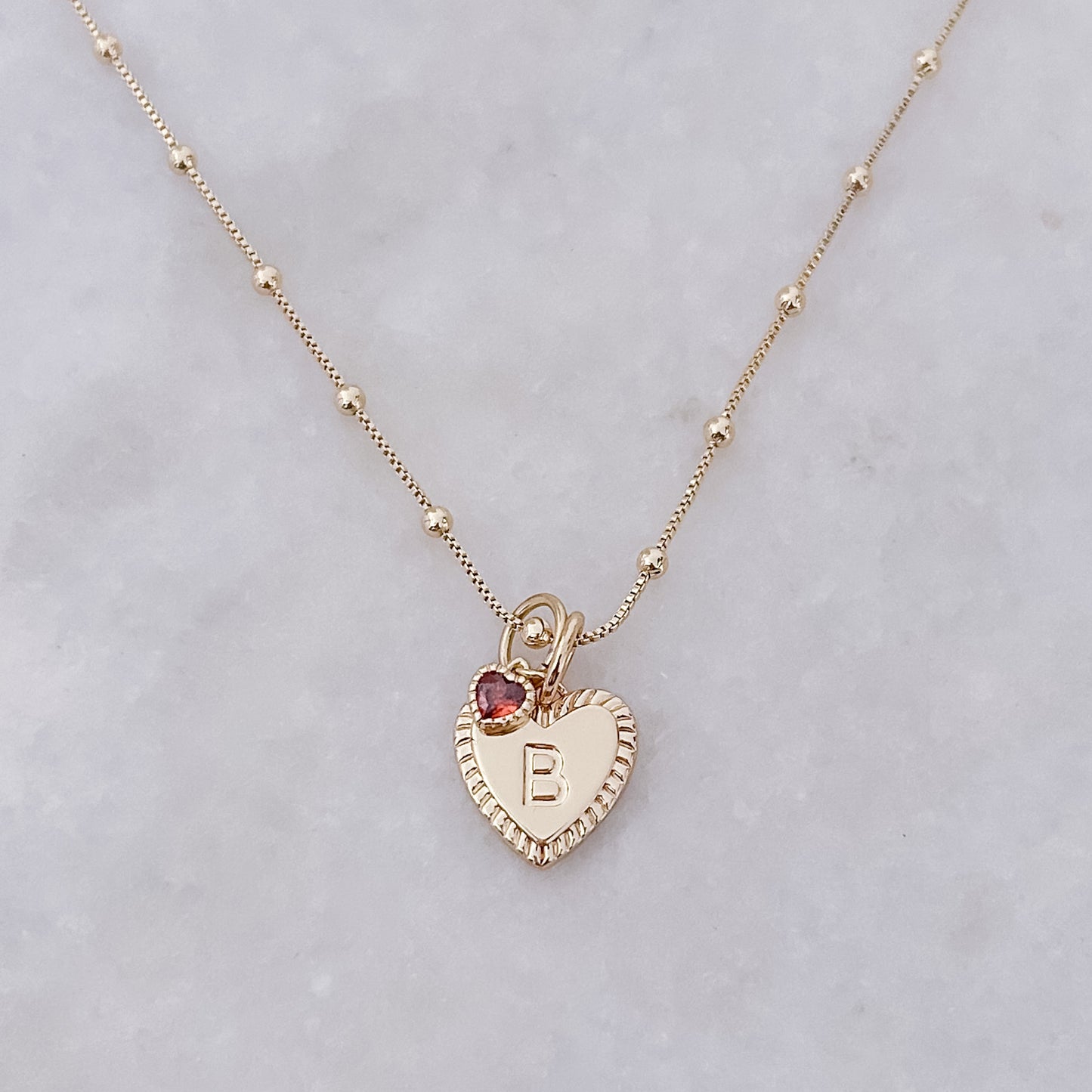 Red Heart Letter Necklace (A-Z)