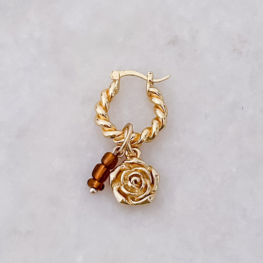 Twisted Brown Rose Hoop