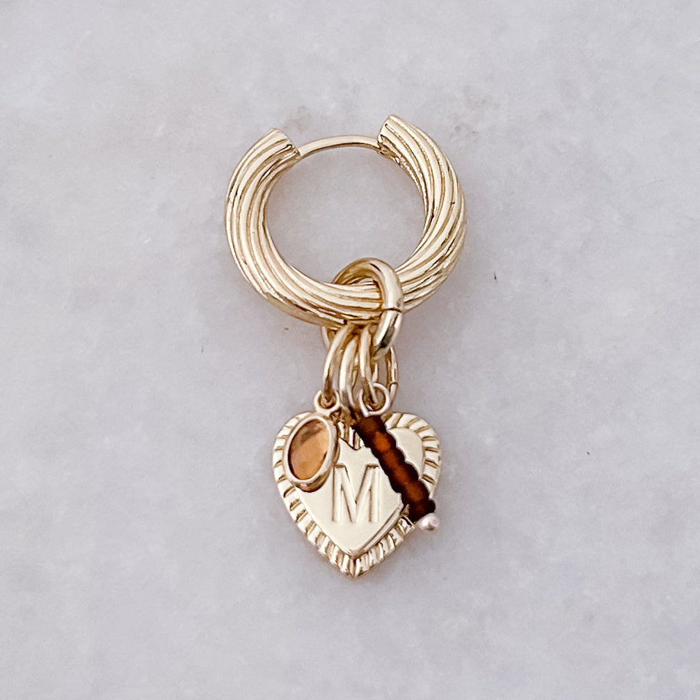 Brown Heart Initial Hoop